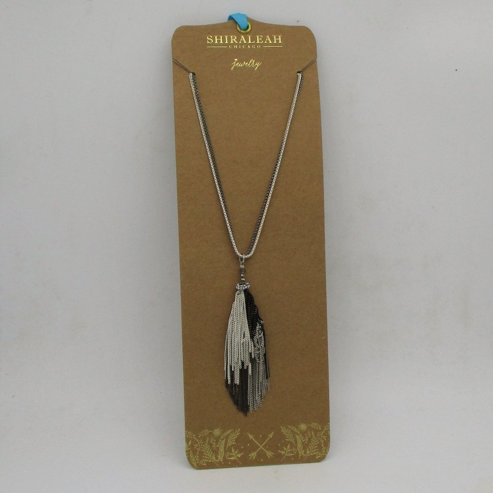 Shiraleah New Anthropologie Silver Sadie Necklace Long Fringe